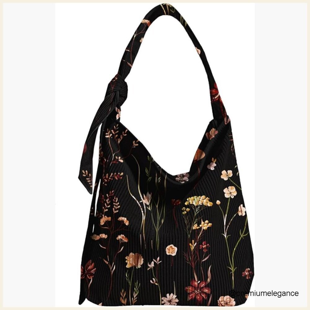 Corduroy Tote Bag with Zipper, Adjustable Strap, Holds 15-Inch Laptop
